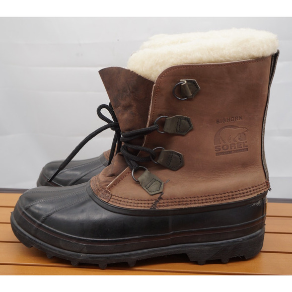 SOREL Bighorn Leahter Wool Waterproof Snow Boots. Men’s Size 13 Made in Canada main image 4